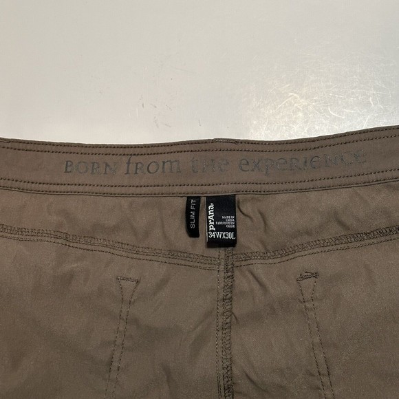 Prana Nylon Pants Mens Size 34 x 30 Slim Fit Chino Breathable Hiking Clothes - Picture 6 of 11